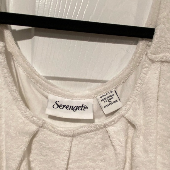 NWOT Serengeti Size XL White Terry Cloth Pullover Mini Dress Coverup Pockets - Picture 6 of 10
